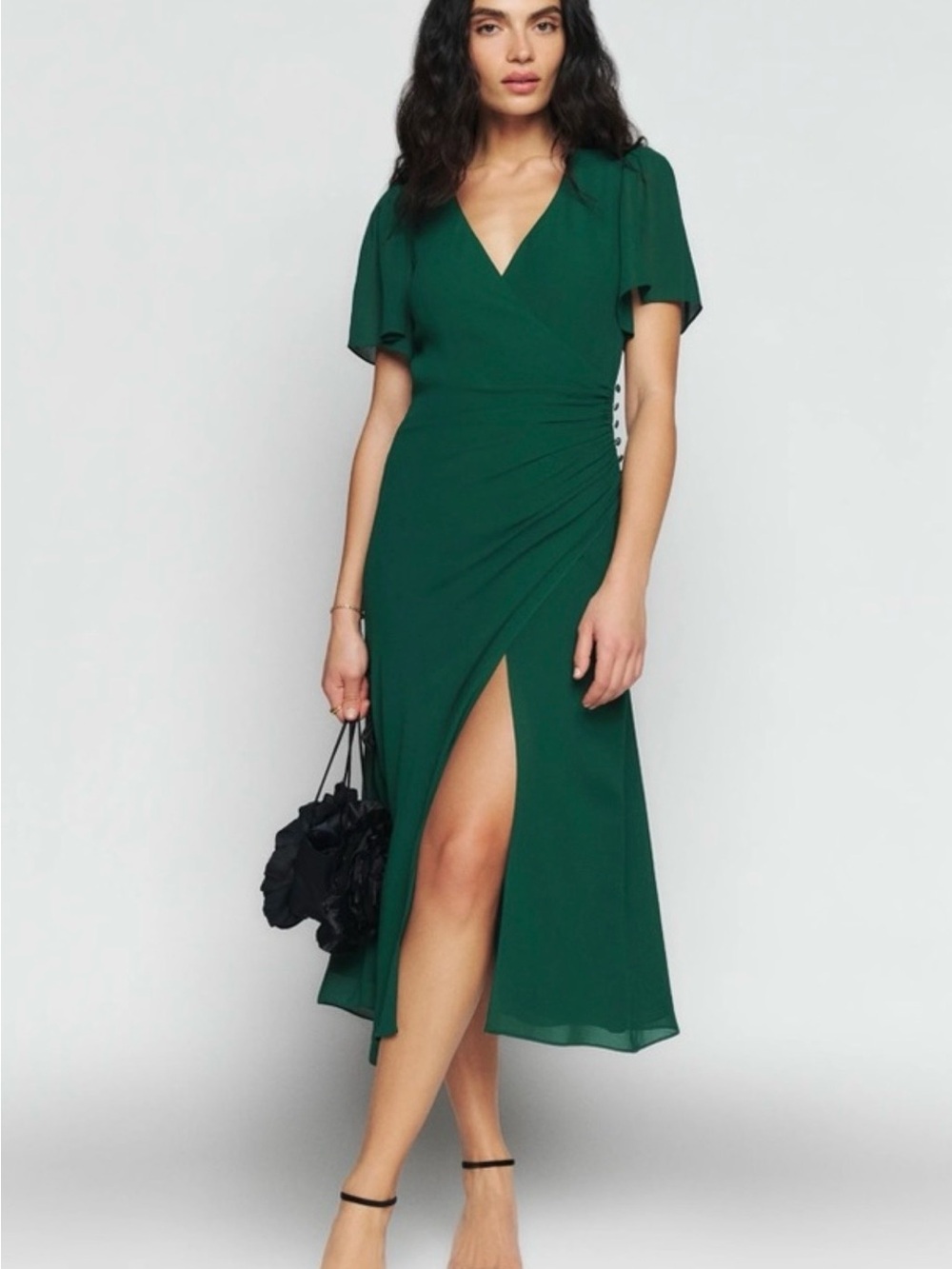 Reformation Breanna Dress in Emerald Green - Size 8